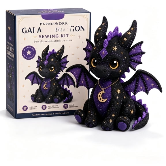 Kafsov Celestial Wolf DIY Sewing Kit Full Supplies Dark Witchcore Stuffed Animal Craft Kit Holiday Gift Sky Blue