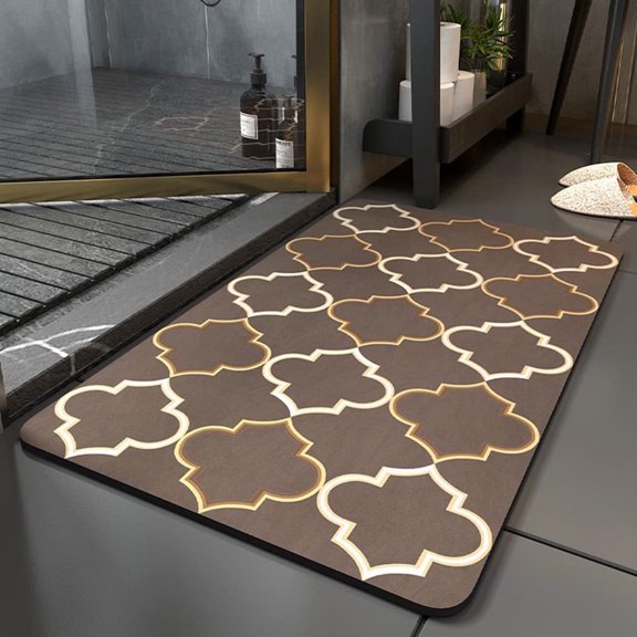 Kafsov Diatomaceous Mud Floor Mat with Quick Water Absorption and Non-Slip Backing for Bathroom and Entryway Use B
