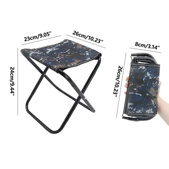 Kafsov Heavy-Duty Folding Stool with 17.8 Inch Height, Portable Outdoor Chair Supports Up to 110KG, Ideal for Camping, Fishing, and Travel Blue