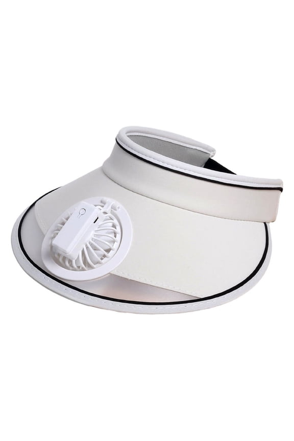 Ladies' Acrylic Sun Hat with Built-in Fan, Adjustable Three-Gear USB-Charged Visor for Enhanced Ventilation and Sun Protection, Available in Multiple Colors, Lightweight and Portable White