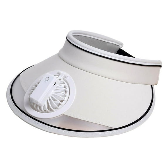 Kafsov Ladies' Acrylic Sun Hat with Built-in Fan, Adjustable Three-Gear USB-Charged Visor for Enhanced Ventilation and Sun Protection, Available in Multiple Colors, Lightweight and Portable White