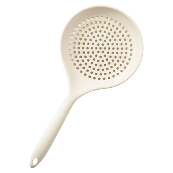 Kafsov Large Slotted Spoon with Silicone Filter, Food-Grade, Non-Stick, Comfortable Long Handle for Kitchen Use White