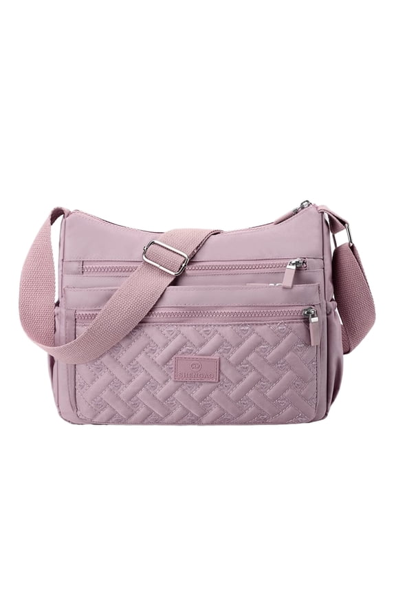Lightweight Women's Nylon Shoulder Bag, Multi-Compartment Crossbody for Work, Travel, and Daily Use, Elegant High-End Design with Adjustable Strap, Multiple Color Options Purple