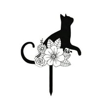 Kafsov Metal Garden Decoration for Cat Lovers, Weather-Resistant Outdoor Ground Spike, Perfect Memorial Gift for Cats Pet Loss black