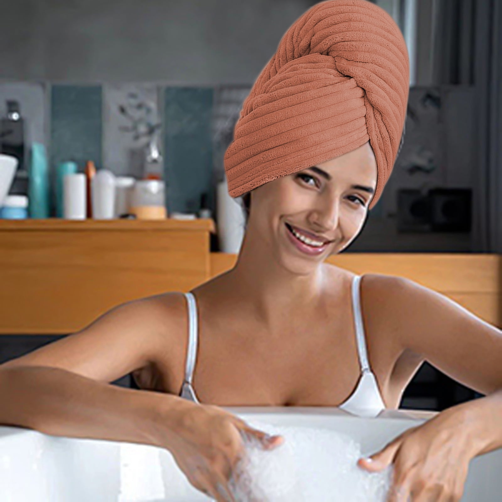 Kafsov Multi Color Quick Drying Microfiber Hair Towel Turban 1 Pack Suitable for All Hair Types Super Absorbent Gentle on Hair Reddish Brown Light Gray Dark Blue Beige Brown Walmart