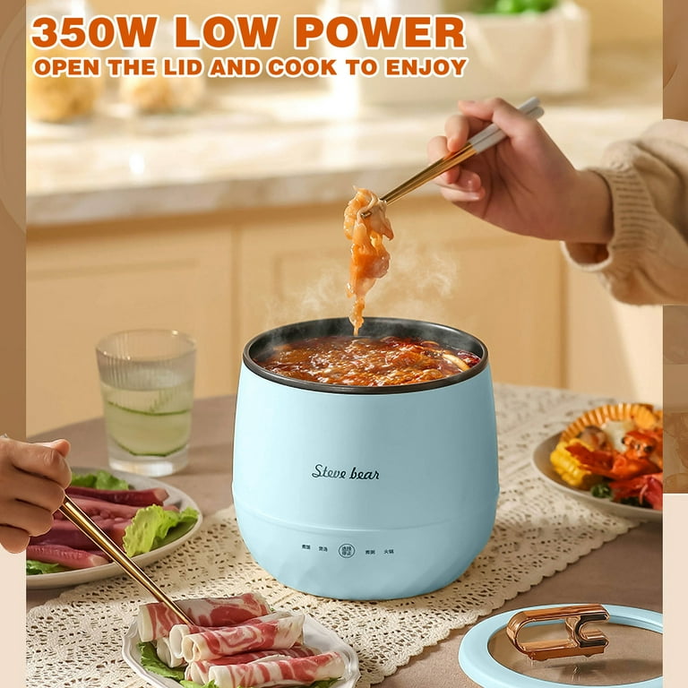 Kafsov Multifunctional Electric Cooker 1.8L Mini Rice Cooker with Non Stick Coating 360 Heating and Automatic Safety Features for Soup Porridge