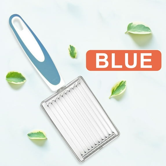 Kafsov Stainless Steel Kitchen Slicer for Lunch Meat, Cheese, Tomatoes, and More, Comfortable Ergonomic Grip, Easy to Clean, Multipurpose Food Cutter for Even Slices Blue