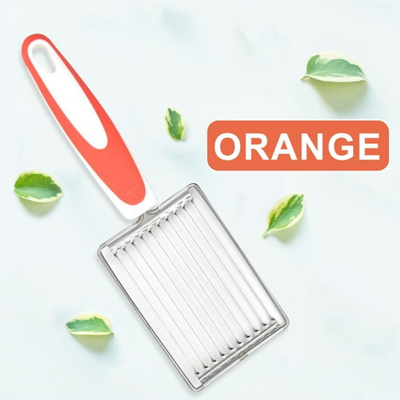 Kafsov Stainless Steel Kitchen Slicer for Lunch Meat, Cheese, Tomatoes, and More, Comfortable Ergonomic Grip, Easy to Clean, Multipurpose Food Cutter for Even Slices Orange
