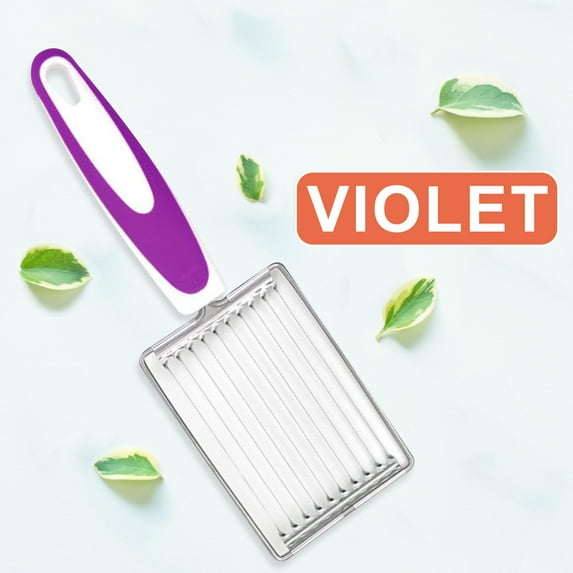 Kafsov Stainless Steel Kitchen Slicer for Lunch Meat, Cheese, Tomatoes, and More, Comfortable Ergonomic Grip, Easy to Clean, Multipurpose Food Cutter for Even Slices Purple