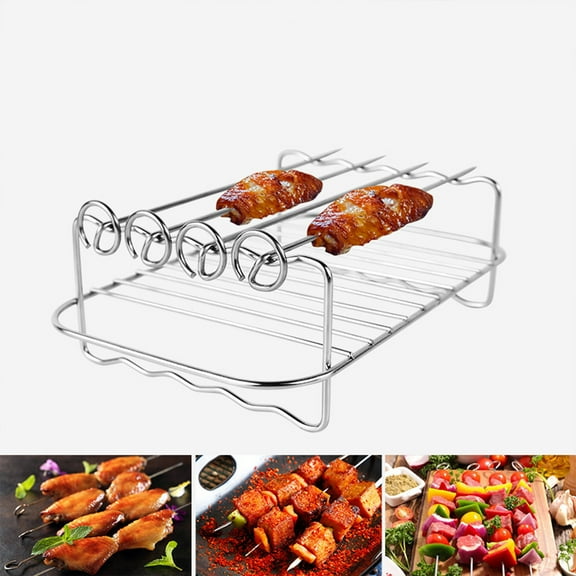 Kafsov Stainless Steel Roasting Rack for Turkey and BBQ Ribs, Easy to Clean, Dishwasher Safe, Perfect for Grilling and Baking silver