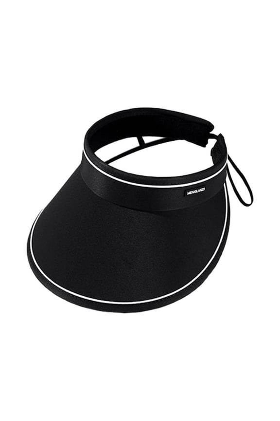 Sun Hat Sun Protection Sunshade Outdoor Travel Riding Beach Empty Sun Hat , Can Adjustment Fit Visor,With Sweatband Black