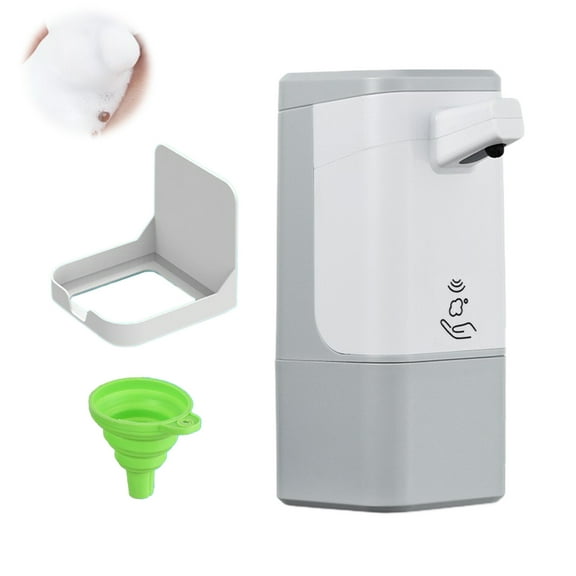 Kafsov USB Rechargeable ABS Soap Dispenser, Large-Capacity Automatic Foaming Hand Soap Machine for Bathroom, White and Black Colors, Includes Wall Bracket and Small Funnel White