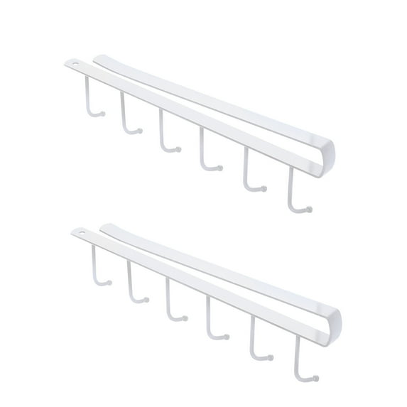Kafsov Under-Cabinet Hanger Rack, Kitchen Organizer for Towels, Cups, Cookware, Easy Installation with No Tools Needed, Sturdy Steel Construction Holds Up to 3kg White