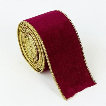 Kafsov Velvet Wired Ribbon for Christmas Decoration, Elegant Snowflake Design, Perfect for Gift Wrapping, Christmas Tree Decor Wine
