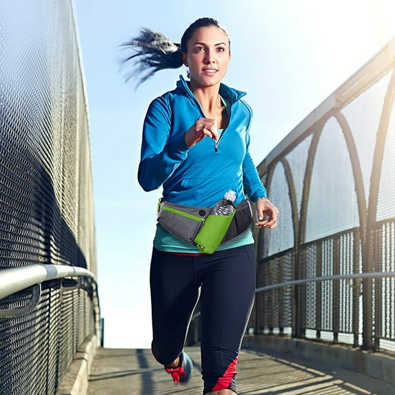 Kafsov Waterproof and Adjustable Running Belt with Zipper for Sports - Ideal for Men Women Green