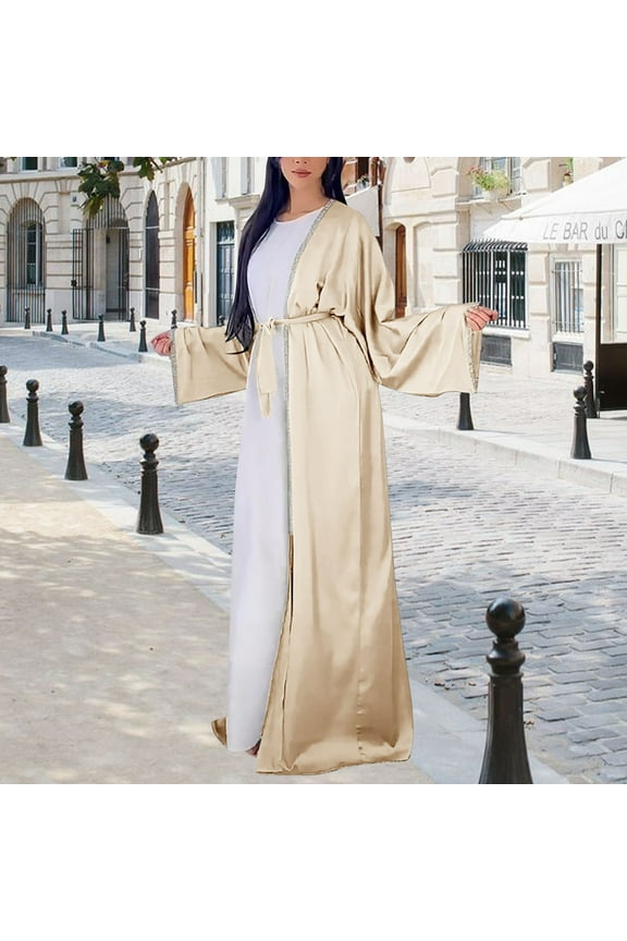 Kaftan 2 Piece Sets Abaya For Women Satin Long Dress Eid Jalabiya Hijab Burka Burka Hijab Dresses for Women Hijab for Women Dress Robes for Boys Burkas for Women Teen Girl Dresses Long Sleeve Long