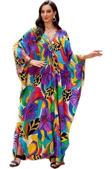 beach dresses and kaftans Multi-Color Vacation Beach Dress
