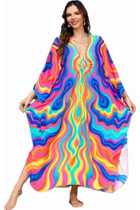 Caftan for Women Plus Size Moo Moo Kaftan Maxi Beach Swimsuit Cover up