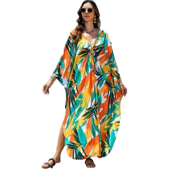CFCSRP Kaftan Dresses for Women Plus Size Bathing Suit Cover up Caftan Maxi Beach Dresses