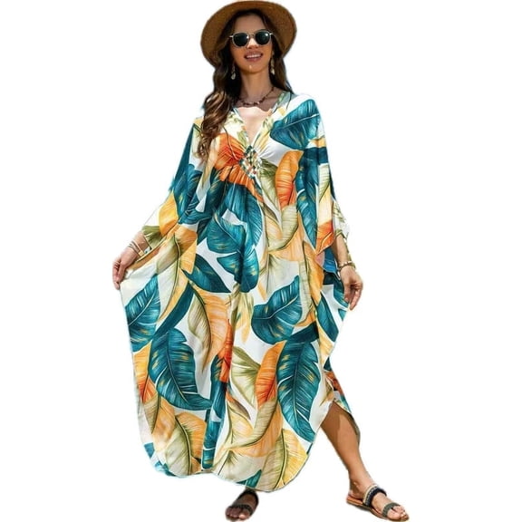 CFCSRP Kaftan Dresses for Women Plus Size Bathing Suit Cover up Caftan Maxi Beach Dresses