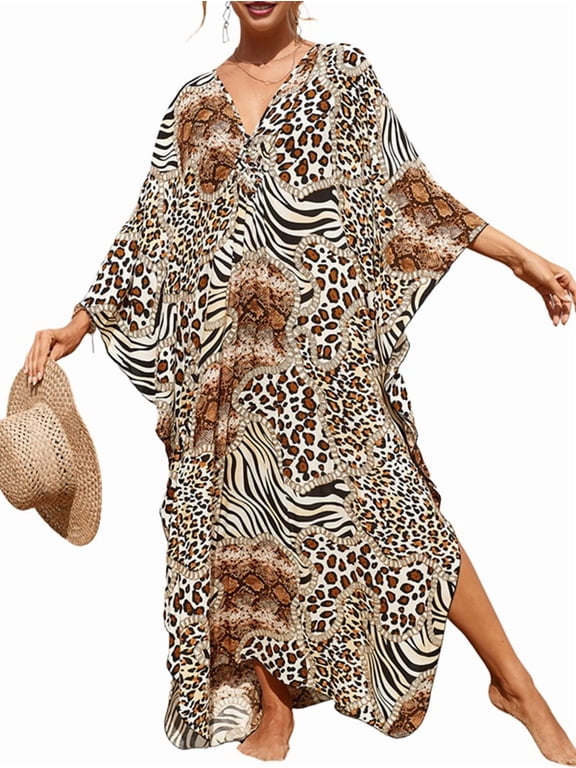 Kaftan Dresses for Women Stylish Caftans Plus Size Beach Cover Up Soft Loungewear 10 One Size