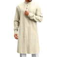 thumbnail image 1 of Kaftan for Men Caftan Mens Kaftan Kurta Set for Men Thobe for Men Mens Kaftan Robe Button Down Long Sleeve Cotton Linen Thobe Casual Muslim Gown Henley Shirt, Khaki-L, 1 of 9