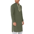 thumbnail image 1 of Kaftan for Men Kurta Set for Men Caftan Mens Kaftan Thobe for Men Mens Kaftan Thobe Button Down Casual Henley Shirts Long Sleeve Robe Cotton Linen Muslim Gown Shirt, Army Green-L, 1 of 5