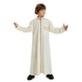 thumbnail image 1 of Kaftan Thobe for Boy Casual Long Sleeves Robe Crew Neck Kids Robe Beige Kaftan 3-4 Years, 1 of 8