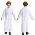 thumbnail image 1 of Kaftan Thobe for Boy Casual Long Sleeves Thobes Crew Neck Kids Robes for Boys White Robe Boy 11-12 Years, 1 of 9