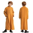 thumbnail image 1 of Kaftan for Boy Casual Long Sleeves Casual Muslim Gown Crew Neck Boys Robe Gold Robe Boy 13-14 Years, 1 of 9