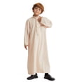 thumbnail image 1 of Kaftan for Boy Casual Long Sleeves Muslim Robe Crew Neck Kids Robe Beige Robe Boy 11-12 Years, 1 of 8