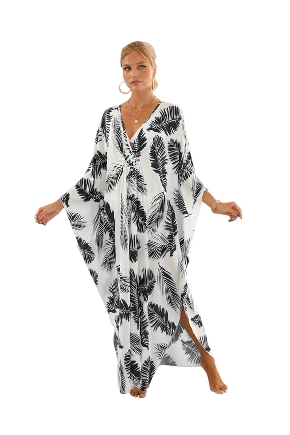 Kaftans for Women Loungewear floral Print Beach Maxi Dress Split Side Batwing Sleeve Caftan Tunic Summer Tunic moomoo House Wear Casual Dress