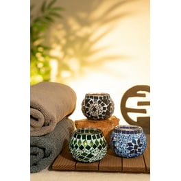 Mainstays Stone Tea Light Candle Garden with 3 Glass Tea Light Candle Holders