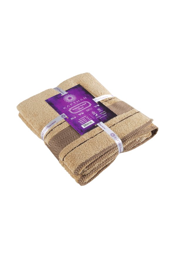 Textile Fishbone Turkish Cotton Bath Towels (Set of 4) - 59"L x 35"W x 0.5"H Beige