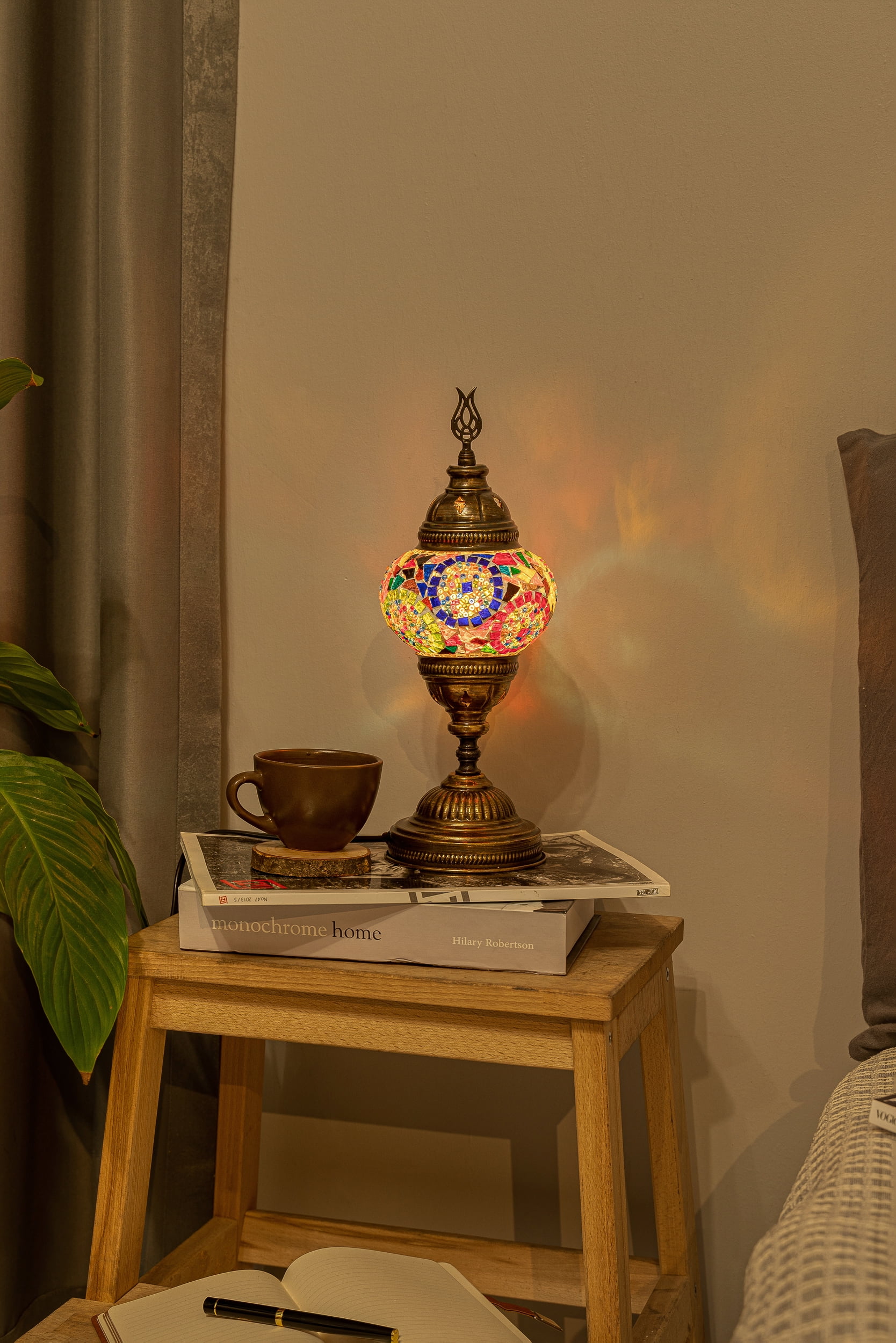 Kafthan Turkish Mosaic Lamp Desk Table Bedside Handmade Vintage Moroccan Lamp Multicolor