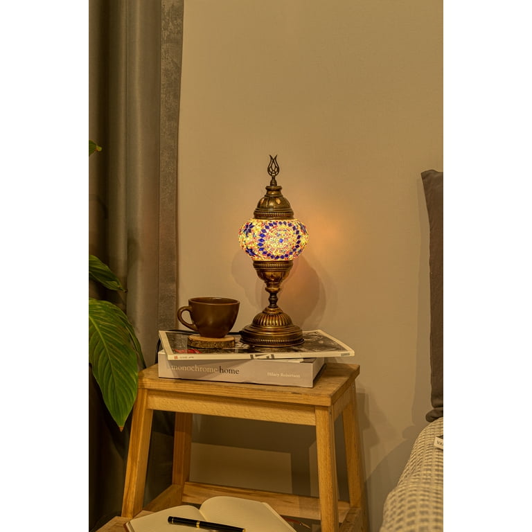 Kafthan Turkish Mosaic Lamp Desk Table Bedside Handmade Vintage Moroccan Lamp Multicolor