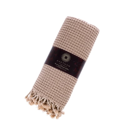 Kafthan, Waffle Textured Coverlet, Turkish Cotton Blanket/Throw for All Seasons, Peanut, 35"x67"