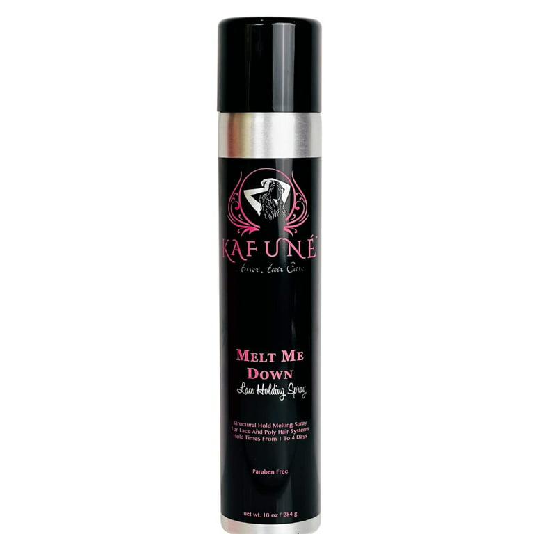 Melt Me Down Lace Melting and Holding Spray Hair Adhesive for Wigs, Extensions, Toupees and Hairpieces, Strong Natural Finishing Hold with Moisture