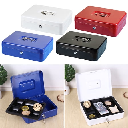 Kafvhsty Fireproof Metal Money Box: Lockable with 2 Keys, Shockproof, Anti-Theft, Secure Storage for Valuables, Cash, Jewelry