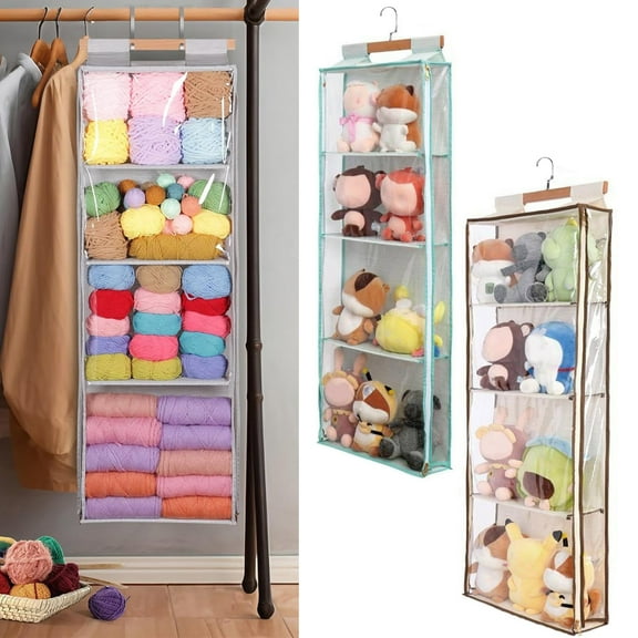Kafvhsty Hanging Yarn Storage Bag with Swivel Hooks and Zipper Design - Large Capacity and Multiple Compartments Keep Your Yarn Organized and Dust-Free, Perfect for Knitting and Crafting Enthusiasts