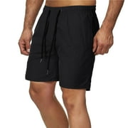 Kagetolytai Cargo Pants for Men Men's Shorts Casual Classic Fit Drawstring Summer Beach Shorts with Elastic Waist and Pockets Sweatpants for Men Black XL