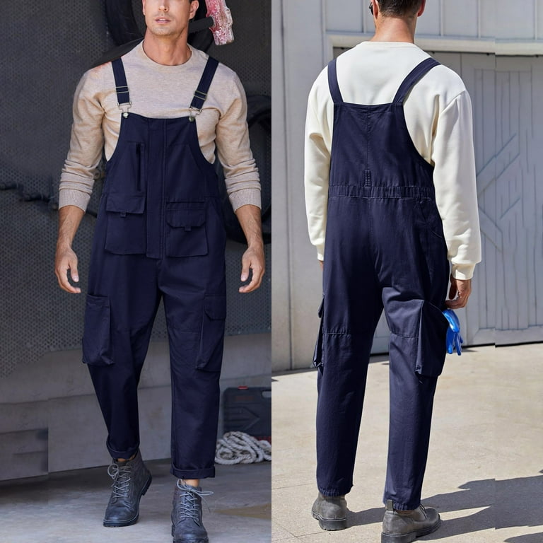 Kagetolytai Cargo Pants for Men Men Overalls Bib Overall for Mens Work Dungarees Unisex Workwear Romper Oversized Jumpsuit Sweatpants for Men Navy M Walmart