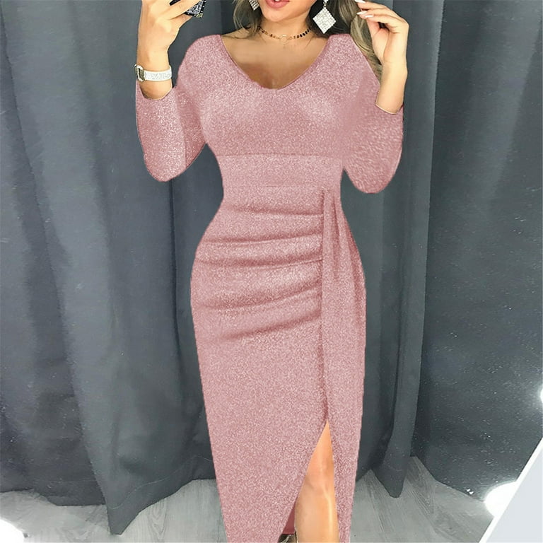 Sexy Pure Color Split Package Hip Bodycon Dress Sexy Pure Color Split Package Hip Bodycon Dress