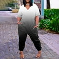 thumbnail image 1 of Kagetolytai Jumpsuits for Women Plus Size Womens Casual V Neck Short Sleeve Zipper Overalls with Pockets Wide Long Jumpsuits (S-5XL) Lounge Sets for Women Gray 4XL, 1 of 6