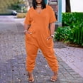 thumbnail image 1 of Kagetolytai Jumpsuit for Women Plus Size Plus Size Womens Casual V Neck Short Sleeve Zipper Overalls with Pockets Wide Long Jumpsuits (S-5XL) Lounge Sets for Women Yellow 3X, 1 of 6