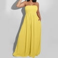 thumbnail image 1 of Kagetolytai Jumpsuits for Women Women's Plus Size Strapless Tube Top Wide Leg Pants Jumpsuit Baggy Off Shoulder Overalls Smocked Romper with Pockets Wide Leg Pants Woman Yellow M, 1 of 8
