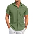 thumbnail image 1 of Kagetolytai Men Shirts Men's Vintage Button Down Bowling Shirts Short Sleeve Summer Beach Shirt Army Green 3X, 1 of 5