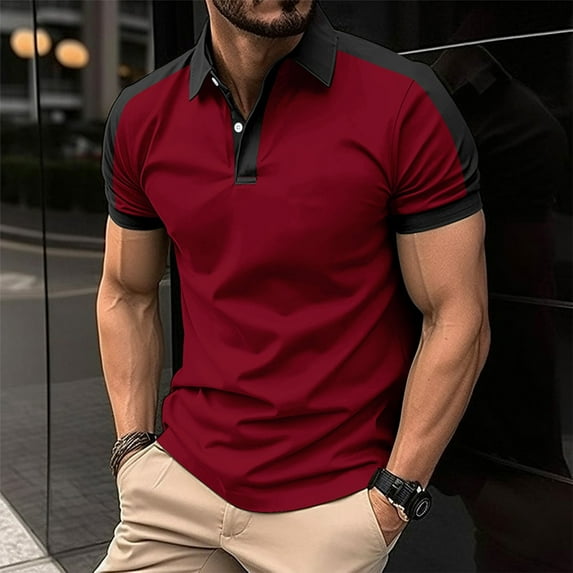 Kagetolytai Polo Shirts for Men Men's Summer Leisure Culture Breathable Short Sleeved Shirt Top Mens Shirts Wine M