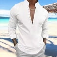 thumbnail image 1 of Kagetolytai Shirts for Men Designer Spring Summer Men's Casual Cotton Linen Solid Color Long Sleeve Shirts Loose Shirts Shirts White L, 1 of 5