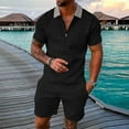 thumbnail image 1 of Kagetolytai Suits Men's Short Sets Outfits 2 Piece Summer Tracksuit Short Sleeve Shirt and Shorts Set Casual Sport Suit Suits For Men Black 2XL, 1 of 6